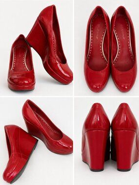 BCBGirls Red Patent Leather Wedge Heels | Size 9